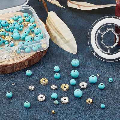 Набор для самостоятельного изготовления ожерелья из синтетических бирюзовых бусин DIY-SC0018-05-1