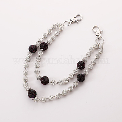 Двухслойные цепочки для брюк из полимерной глины с круглыми бусинами и стразами FS-WG9506A-17-1