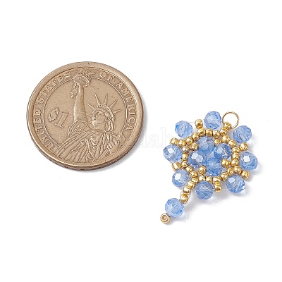 Подвески-цветы из стеклянных бусинок ручной работы PALLOY-MZ00492-04-1