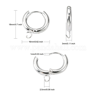 201 фурнитура для сережек-колец Huggie Hoop из нержавеющей стали STAS-P283-01C-S-1