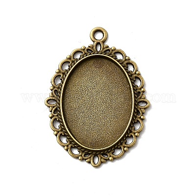 Овальные антикварные сеттинги бронзовый цвет сплава цинка кулон для кабошон & горный хрусталь X-PALLOY-A15257-AB-LF-1