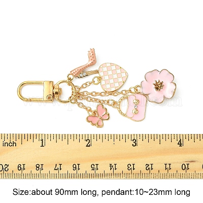 Подвеска из сплава с эмалью «цветок/сумка/сердце» HJEW-FS00025-04-1