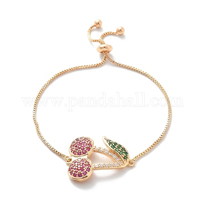 Браслеты-слайдеры из вишневой латуни с микропаве из кубических цирконий KK-R217-54G-1