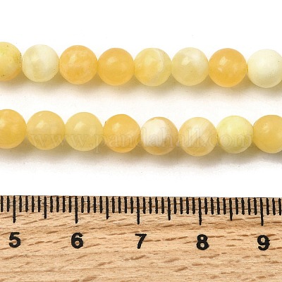 Нити бусин из натурального желтого нефрита G-A274-A01-6mm-1