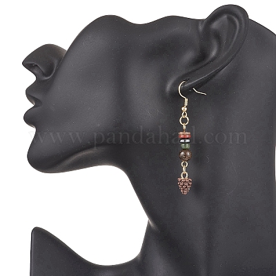 Серьги-подвески в виде шишек из сплава с эмалью EJEW-JE06630-1