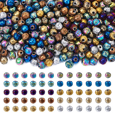 250 шт. 10 цвета гальванические натуральные бусины из вулканического камня G-PJ0001-03A-1