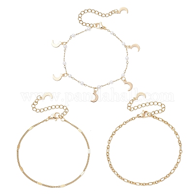 Браслеты из круглого АБС-пластика с бусинами из искусственного жемчуга и стальных тросов 304 BJEW-JB12452-01-1