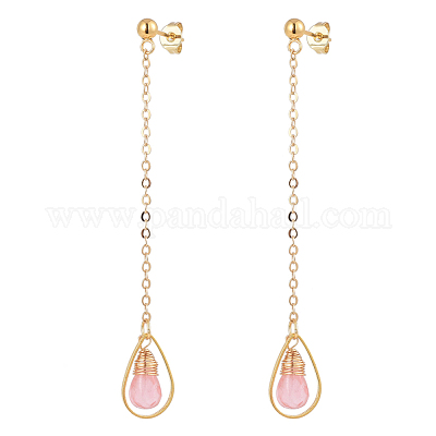 Серьги-гвоздики с подвесками из натуральной и искусственной жемчужины EJEW-JE04061-1