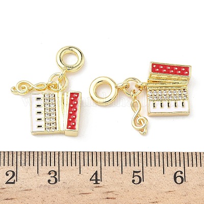 Латунь микропаве фианиты с подвесками из эмали KK-Z134-10G-02-1