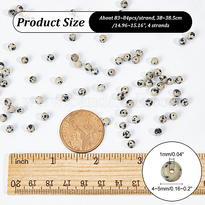 4 нити бусин из натуральной далматинской яшмы G-NB0004-95-1