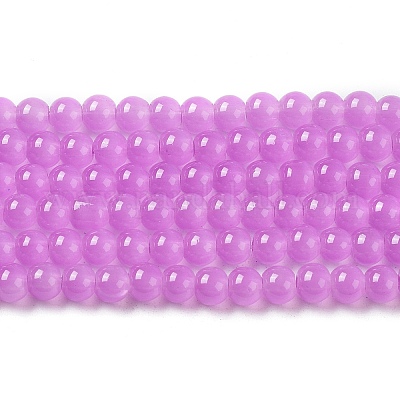 Выпечки окрашены имитация нефрита стекловолокна круглый шарик X-DGLA-Q021-4mm-44-1