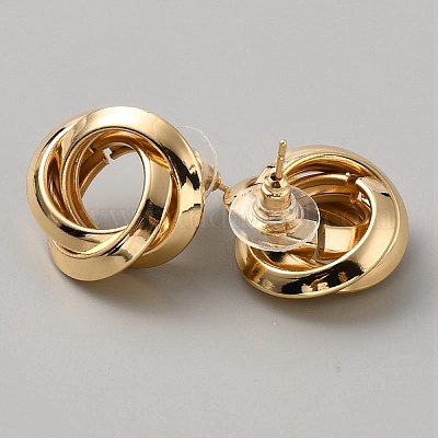 Женские серьги-гвоздики с железным закрученным узлом EJEW-WH0004-106D-1