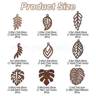 18 шт. подвески из натурального орехового дерева в 9 стилях WOOD-FS0001-48-1