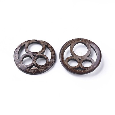 Кофейного цвета плоские круглые кокосовые подвески X-COCO-I002-011-1