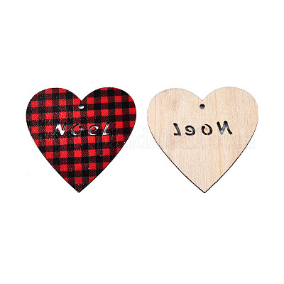 Большие подвески из дерева с односторонним принтом на рождественскую тематику WOOD-N005-93-B01-1