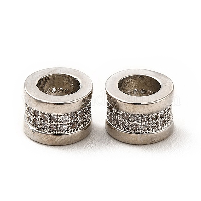 Реечное покрытие латунь микро паве прозрачный кубический цирконий европейские бусины KK-C010-56-1