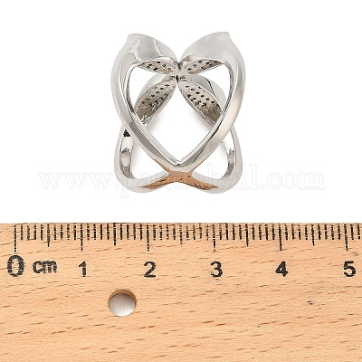 Латунные микро проложить манжеты кольца кубического циркония RJEW-P169-02P-1