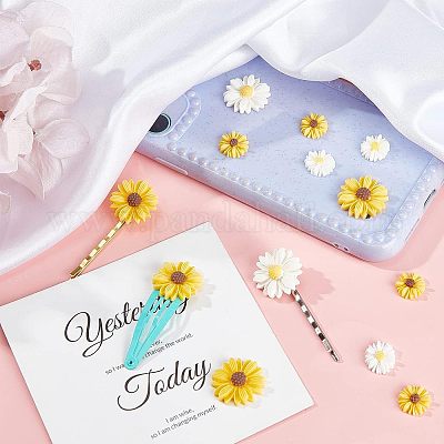 110 шт. 6 стиля плоские аксессуары для волос и костюма украшения украшения для скрапбукинга смоляные цветы ромашки кабошоны CRES-FH0001-08-1