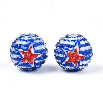 Непрозрачные акриловые круглые бусины ко Дню независимости OACR-T029-07A-1