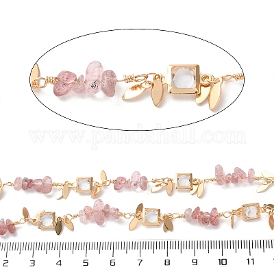 Квадратные звенья латунных стеклянных цепей ручной работы CHC-F019-10G-02-1