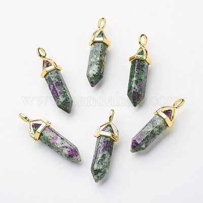 Кулоны с двойным концом и острым концом из натурального рубина в цоизите G-G902-B15-1