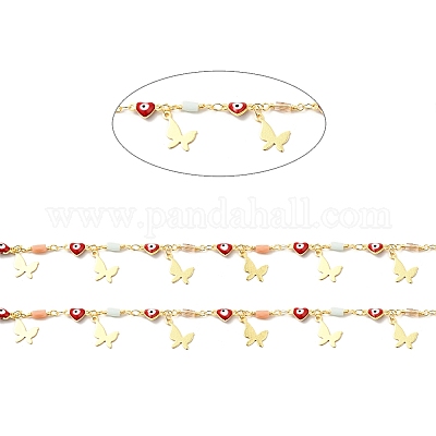 Эмалевое сердце с цепочками от сглаза CHC-C003-18G-1