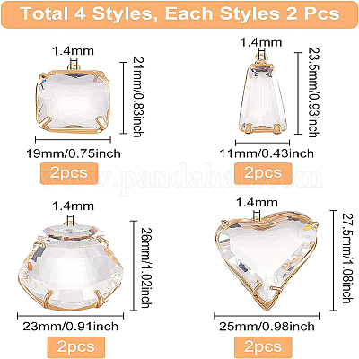 8 шт. 4 подвески из прозрачного стекла GLAA-BC0001-15-1