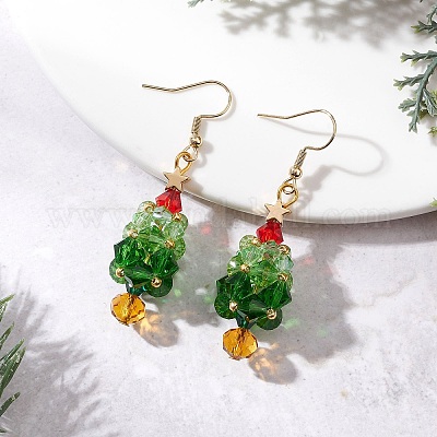 Серьги-подвески из нержавеющей стали 304 в форме рождественских елок EJEW-MZ00606-1