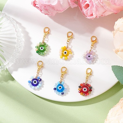 6 шт. подвеска-лэмпворк ручной работы от сглаза HJEW-JM04257-1