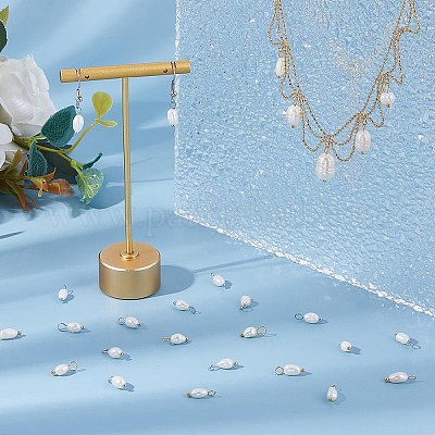 50 шт. 2-х цветные натуральные пресноводные жемчужные рисовые подвески с латунными петлями&nbsp;PALLOY-HS00004-1