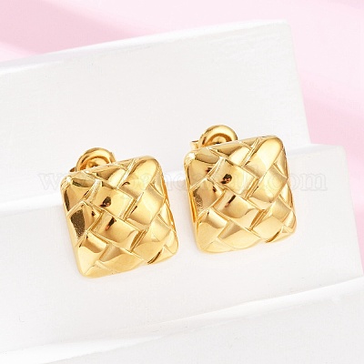 Серьги-гвоздики из нержавеющей стали 304 с текстурой EJEW-G423-28C-G-1