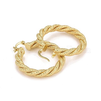 Серьги-кольца из латуни с гальваническим покрытием для женщин EJEW-C014-02G-1