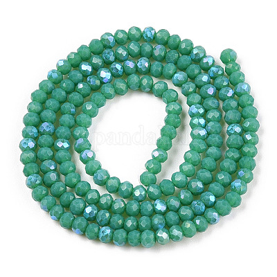 Гальванизировать непрозрачные сплошной цвет стеклянные бусы пряди EGLA-A034-P2mm-L25-1