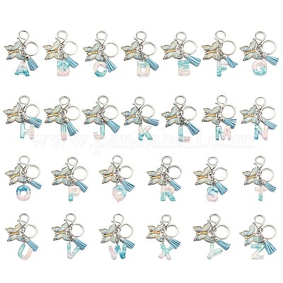 26 шт. брелок с кисточкой из прозрачной эпоксидной смолы KEYC-JKC01202-1