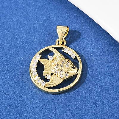 Комплект из латунного кулона и серег-гвоздиков с микропаве из кубических цирконий для женщин SJEW-F227-01G-G-1