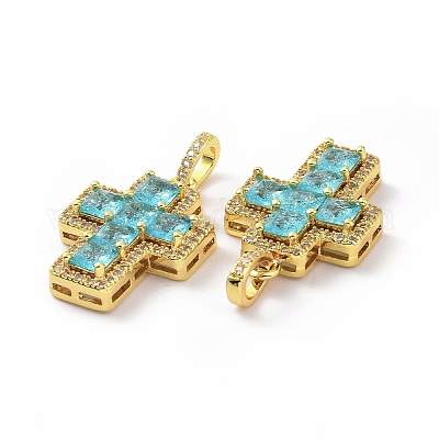 Латунные микропаве прозрачные подвески с фианитом ZIRC-F135-24G-04B-1