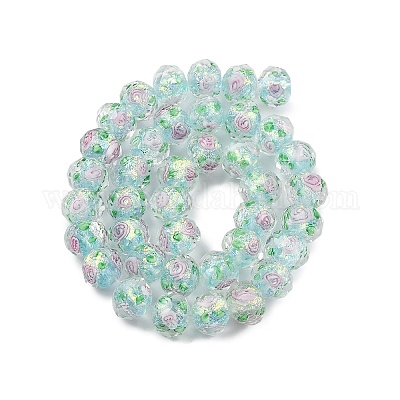 Нити из фольгированных бусин лэмпворк ручной работы FOIL-S136-001G-1