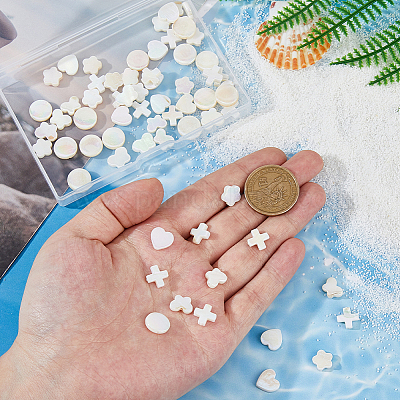 70шт. 5 набора бусин из натуральных белых ракушек BSHE-FH0001-03-1