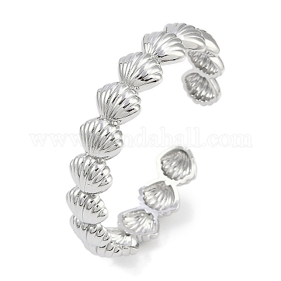 Браслеты-манжеты из латуни в форме ракушки с покрытием для женщин BJEW-P341-05P-1