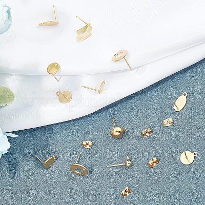 Фурнитура для сережек-гвоздиков из нержавеющей стали 304 с вакуумным покрытием pvd STAS-UN0020-90G-1