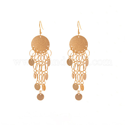 Серьги-люстры с плоскими круглыми кисточками из сплава FS-WGE34C8-01-1