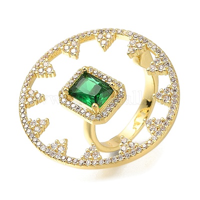 Кольца-манжеты из латуни с микропаве из кубического циркония и стекла для женщин RJEW-M022-15G-1