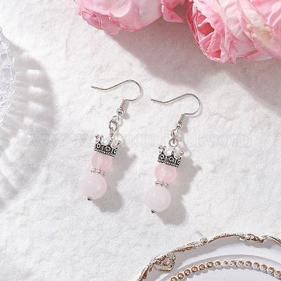 Серьги с подвесками из искусственного нефритового стекла с росписью в запекании EJEW-JE06619-03-1