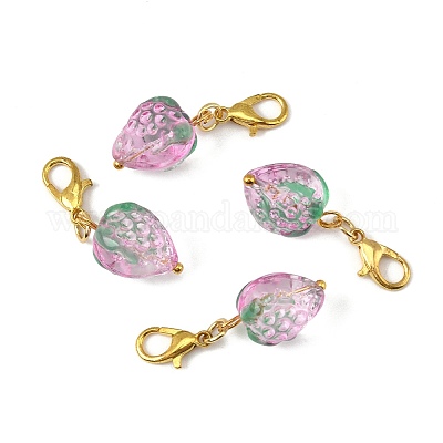 4 шт. подвеска ручной работы в виде клубники HJEW-FS00041-03-1