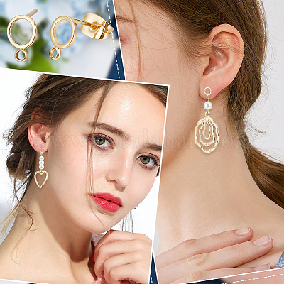 20 шт. латунные кольца-гвоздики для сережек KK-BBC0008-18-1