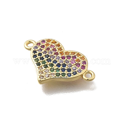 Подвески-сердечки с микропаве из латуни и кубическим цирконием KK-D431-062A-G-1