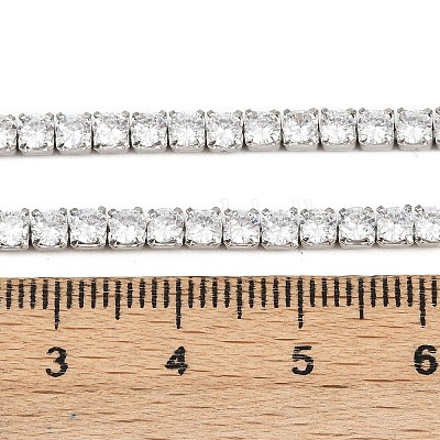 925 цепочка из стерлингового серебра с прозрачным кубическим цирконием STER-C016-02B-P02-1