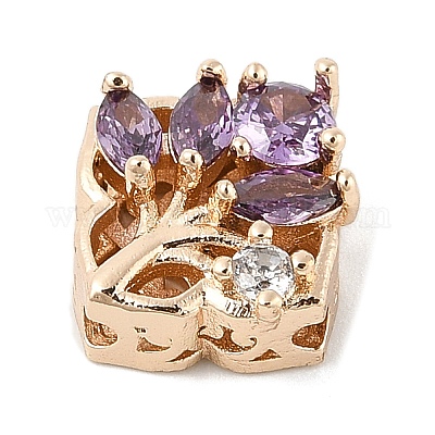 Латунные микро проложить кубического циркония бусы KK-K297-30G-01-1