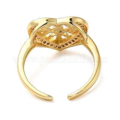 Открытое кольцо-манжета из латуни с микропаве из кубического циркония RJEW-Q805-04G-1