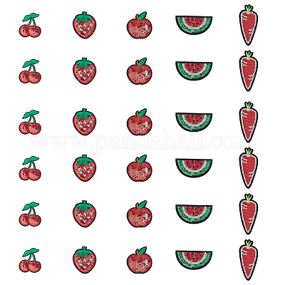 30 шт. 5-х видов фетровой ткани с фруктовой тематикой и блестящими пайетками PATC-FH0001-14-1